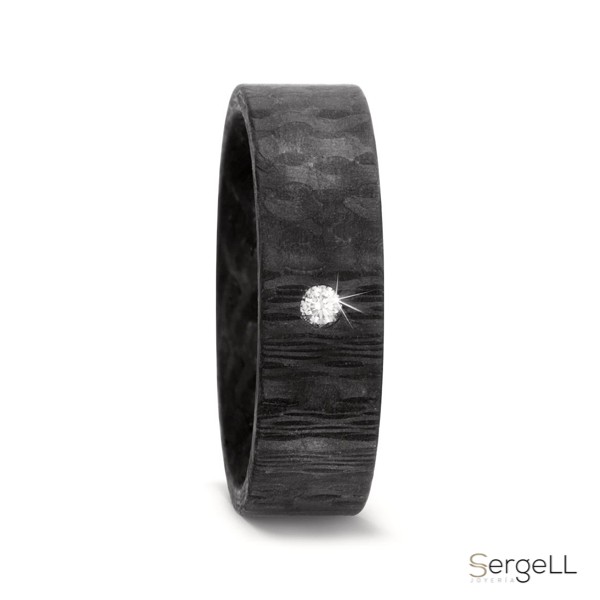 Anillo carbono titanio negro para hombre moderno original anillos fibra carbono joyerias murcia