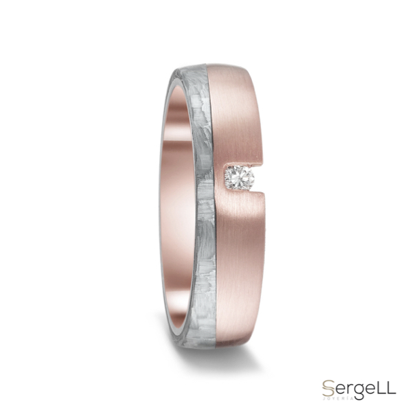 Alianza oro rosa con diamante par de anillos matrimonio comprar diseños imagenes y compromiso