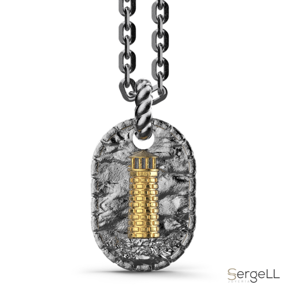 Colgante faro con cadena de plata bañada en rodio negro zancan gioielli joyas para comprar en Murcia Madrid online