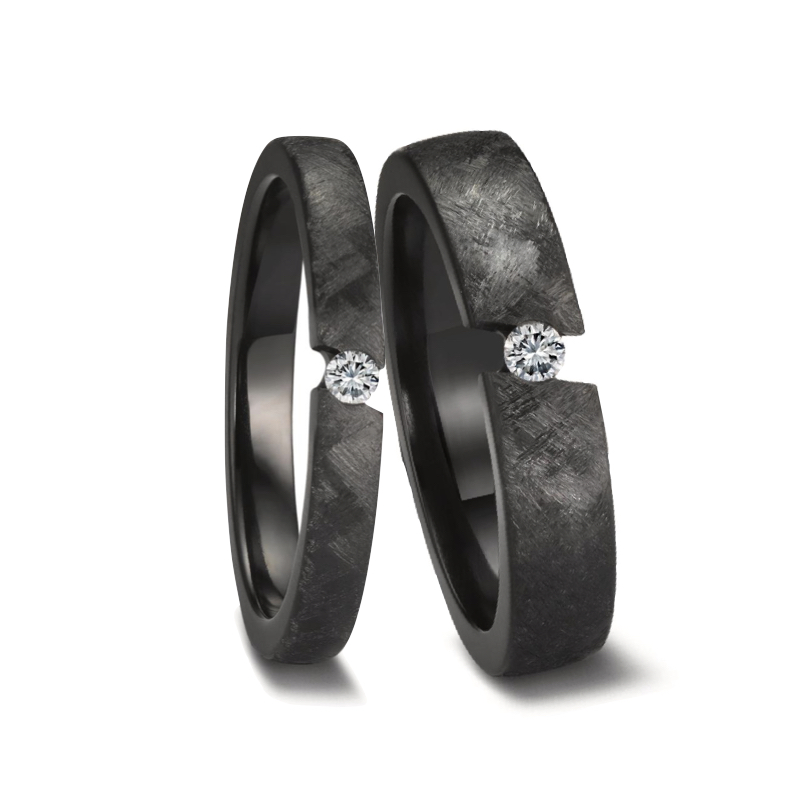 Anillo compromiso negro con diamante selección anillos para pedir matrimonio