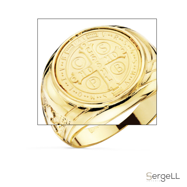 Anillo San Benito sello de Oro 18k selección de anillos tipo Sellos con relieves de santos