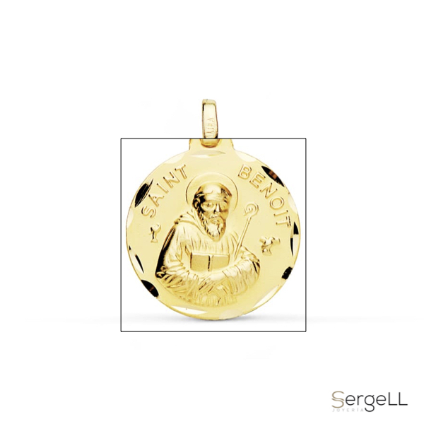Medalla San benito biselada oro 18 quilates para comprar medallas de santos