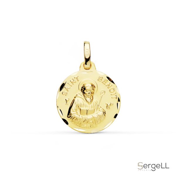 Medalla San benito biselada oro 18 quilates para comprar medallas de santos