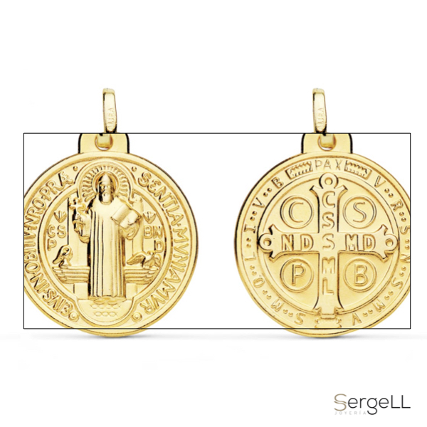 Medalla de san benito oro 18k 20 mm selección de medallas y escapularios de santos