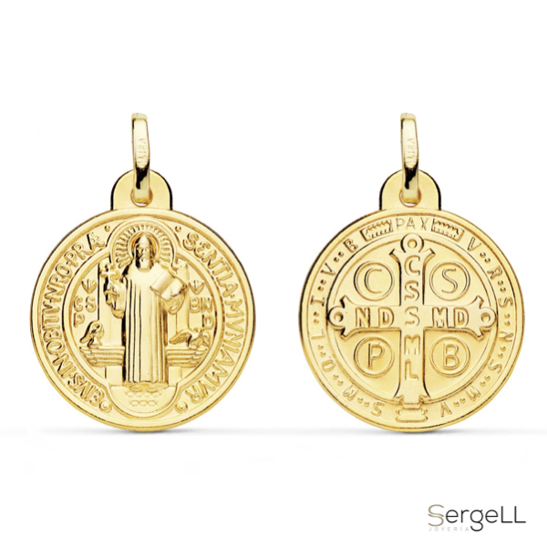 Medalla de san benito oro 18k 20 mm selección de medallas y escapularios de santos