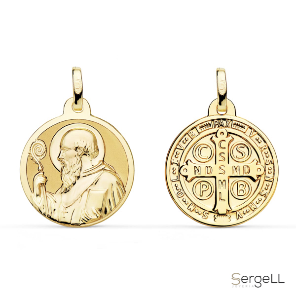 Medalla de san benito en oro 18 quilates selección medallas de santos cristianos