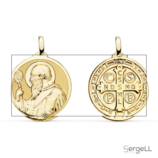 Medalla de san benito en oro 18 quilates selección medallas de santos cristianos