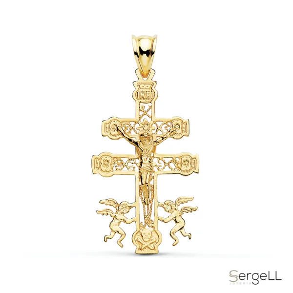 Colgante cruz de caravaca hombre para comprar en Murcia y online, de oro 18k y bellos detalles
